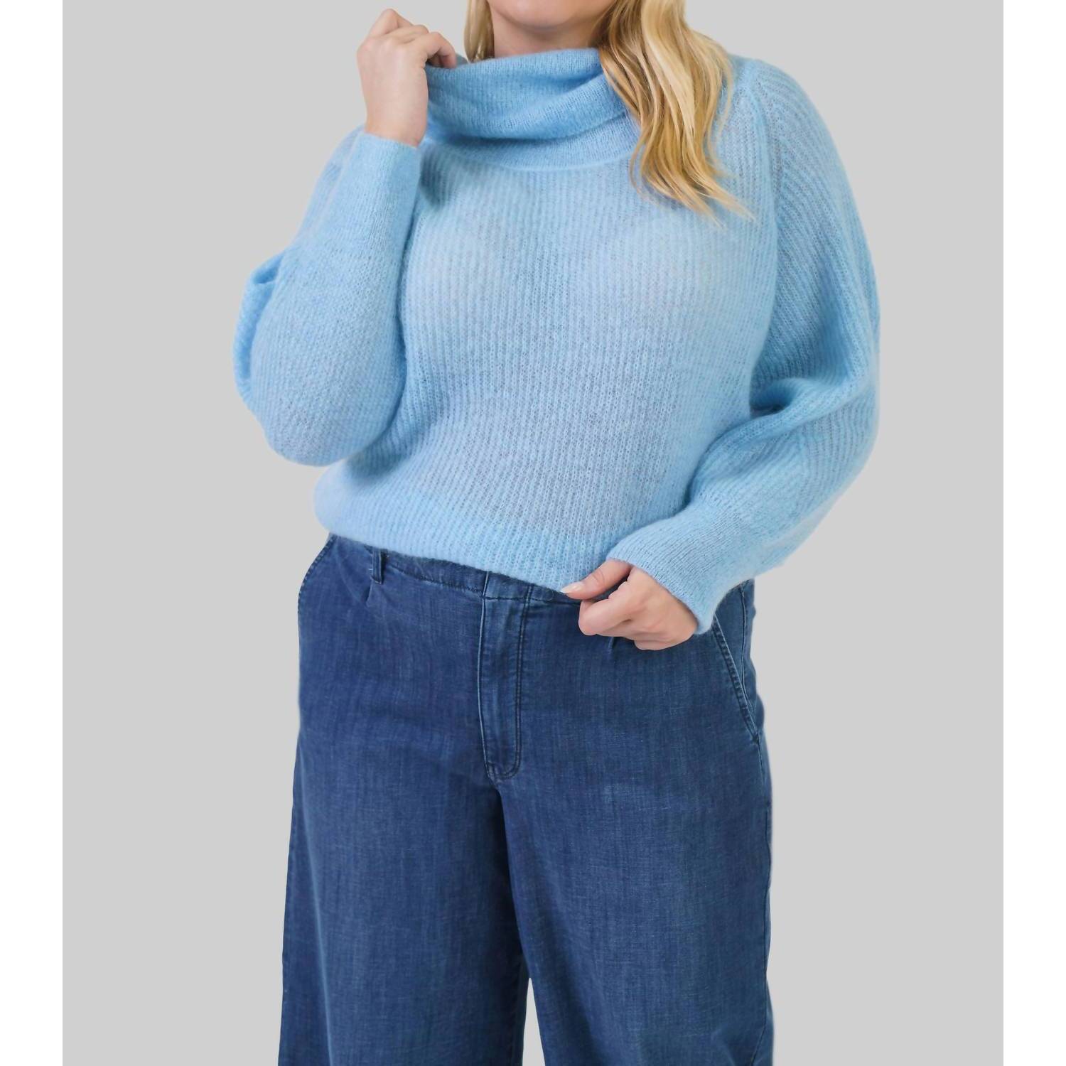 New Maison Montagut Caelie Mohair Bardot Sweater In Light Blue